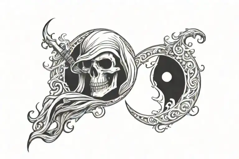 Grim Reaper Yin Yang Symbol