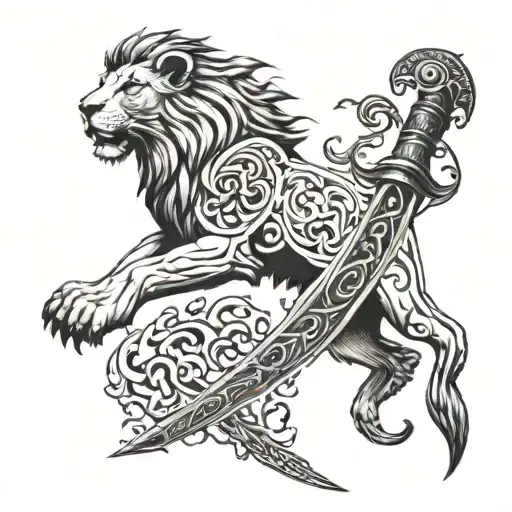 Arabic Sword And Lion