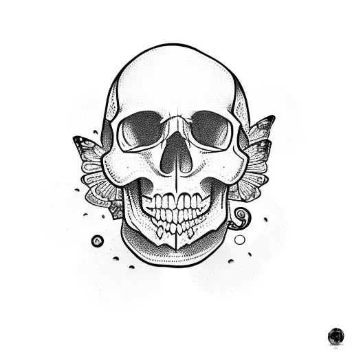 Skull With Butterflies Coming Out Of His Sockets