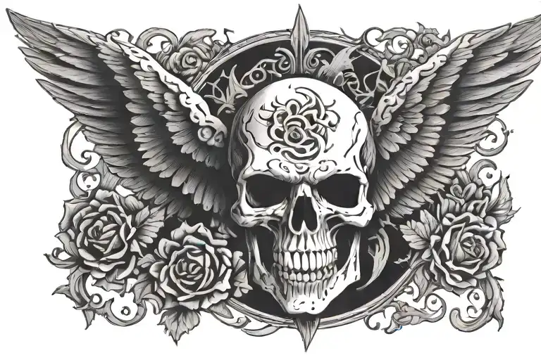 Skull With Hellish Wings Spread