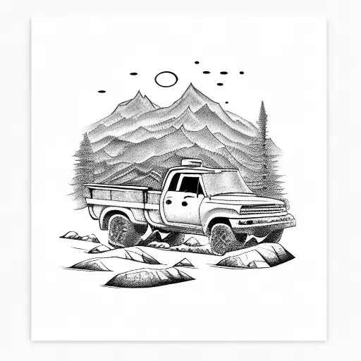 A Truck Driving Through A Rugged Mountain Terrain With Guns Mounted On Its Roof