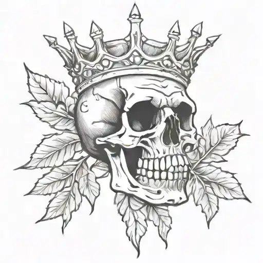 A Tattoo Of A Skull With A Crown Of Thorns And A Halo
