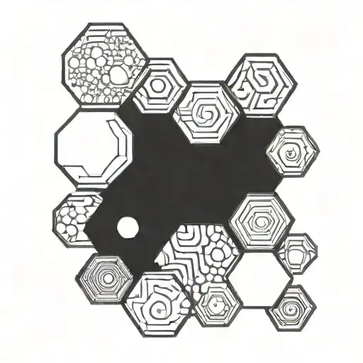 Hexagons Black Linework