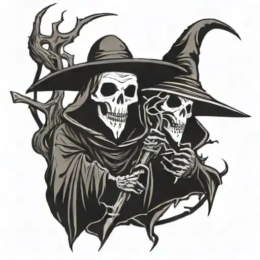 Reaper And Plague Doctor Surrounded By Thorns