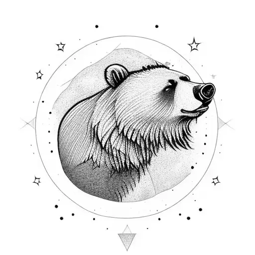 Bear And Chicken Watching The Stars