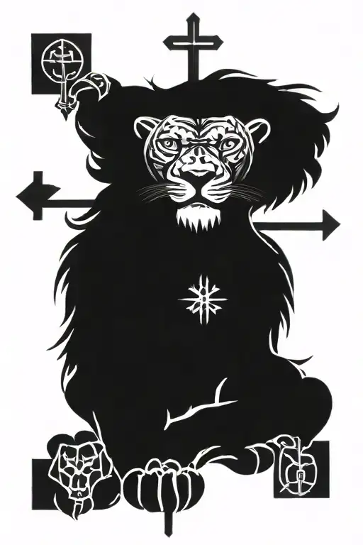 Lion And 3 Crosses