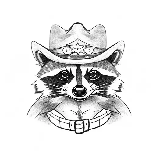 Cartoony Raccoon With A Cowboy Hat And Bandana