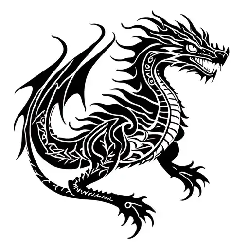 Dragon Or Et Noir Tribal
