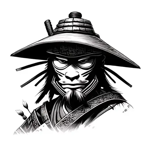 Samurai Without A Face In A Hat