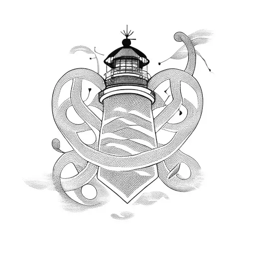 A Music Note Intertwined With A Lighthouse
