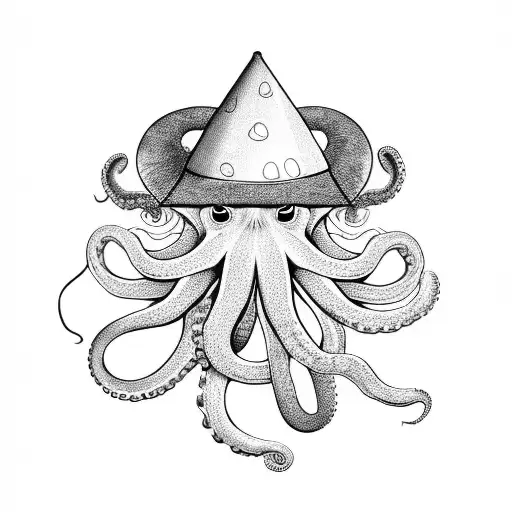 Octopus With A Party Hat And A Balloon