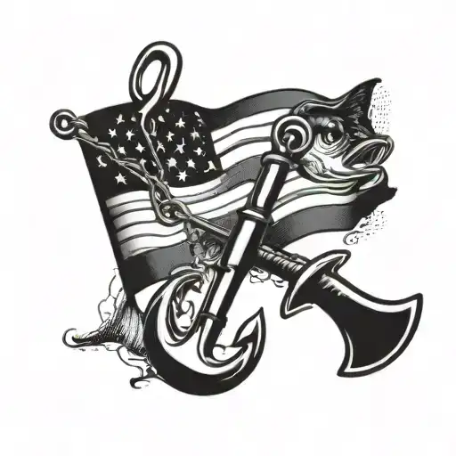American Flag With Fishing Hook
