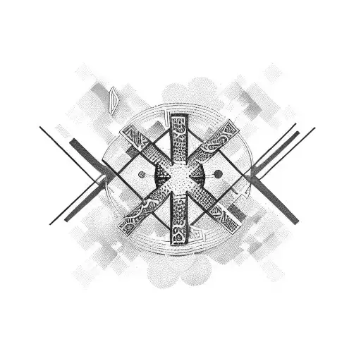 An Abstract Representation Of A Music Coordinator Surrounded By Upside Crosses