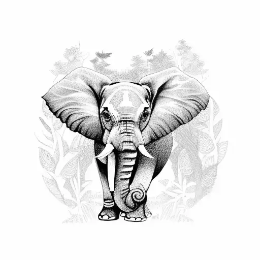 A Majestic Elephant Standing In A Lush Rainforest