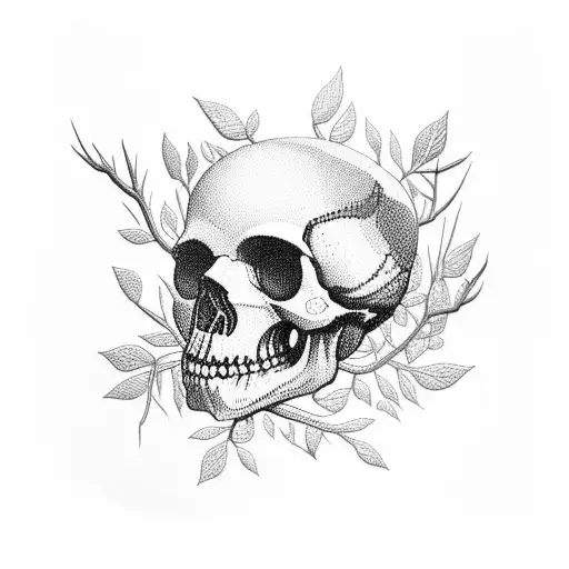 Skull With Plants And Tree Branches