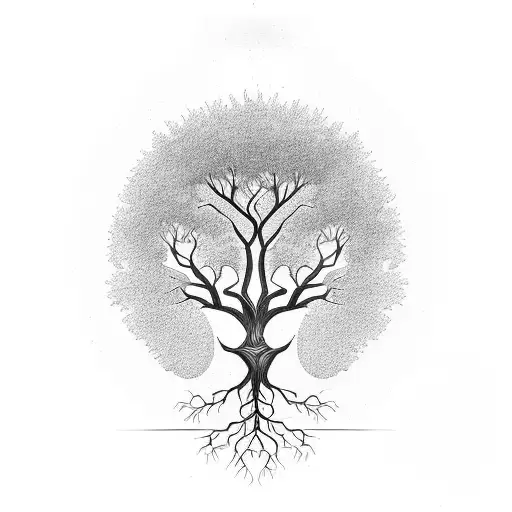 A Tree With Roots Forming The Shape Of The Numbers 503