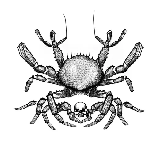 A Spider Crab And Skull Intertwined In A Dance Of Life And Death