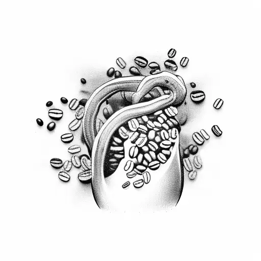 Colombian Coffee Beans Forming A Long Spine