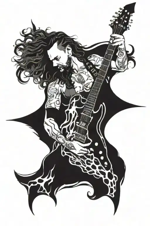 Dimebag Darrell Guitar With Chester Bennington Flames In Background