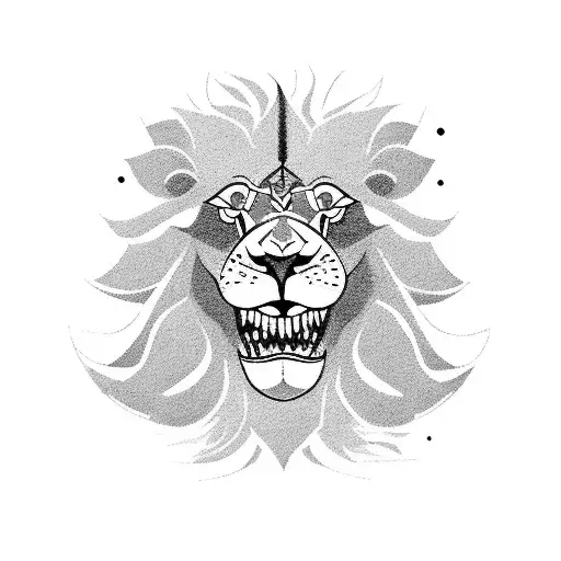 A Lion Roaring With A Sharingan Eye In Its Mouth