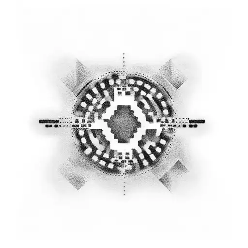 Dotwork Tattoo Of A Car Dashboard With Binary Code Displaying 'Power'