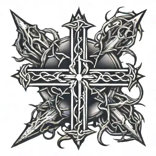Crown Of Thorns With A 3 Nail Cross In The Middle