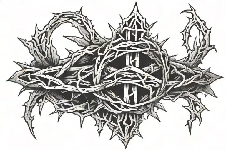 Crown Of Thorns Wrapped Around Arm With Cross In The Middle