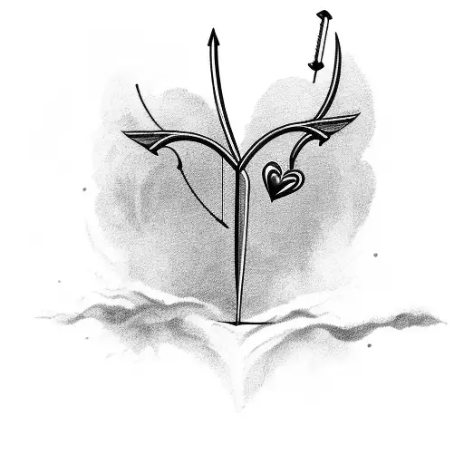 Cupid Shooting Arrow Into Heart