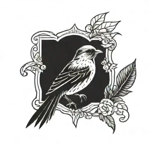 Tattoo Of A Bird With Birth Dates Incorporated