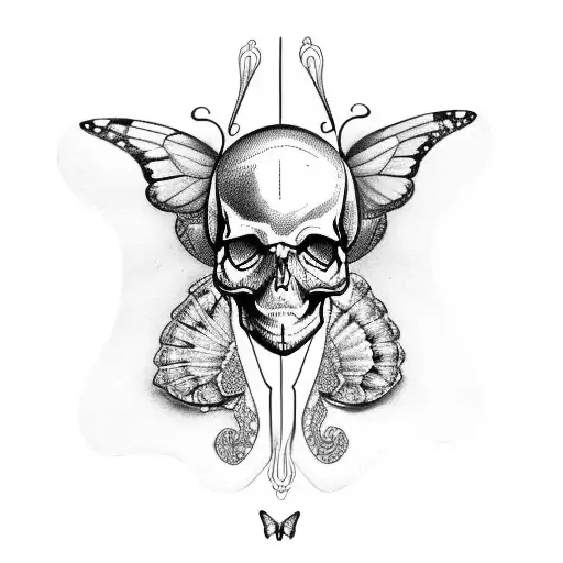 Butterfly With A Skull In The Middle Of The Wings