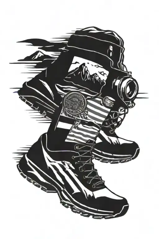 Police American Flag Intertwined With Mountains Bicycle Running Shoes Swim Goggles