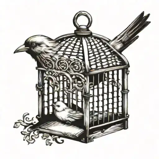 A Bird That Does Not Fly From A Cage With An Open Door