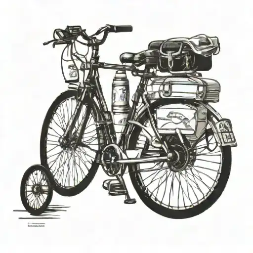 A Detailed Blackwork Design Of A Vintage Bicycle With Travel Destinations As The Wheels