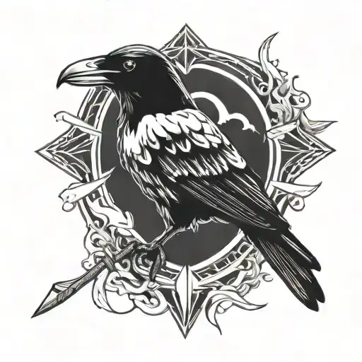 Crow Holding Arrowhead Flying
