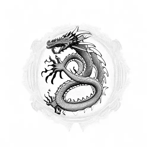 A Majestic Dragon Coiled Around The Tree Of Life