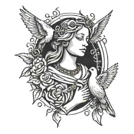 Mary And A Dove With The Rosery Necklace