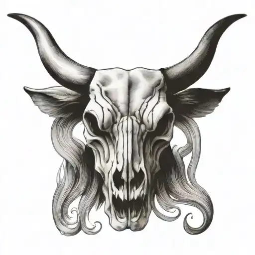 Bull Skull Facing Forward With No Background