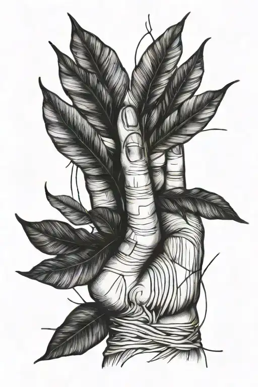 Lines On The Hand Twig Weaving Leaf