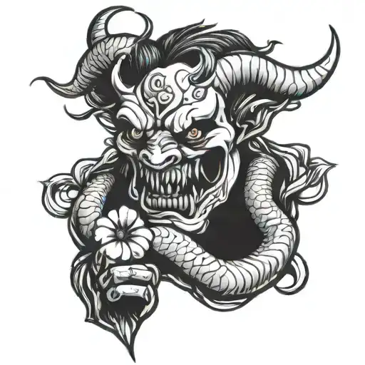 Devil Holding Clover Leaf