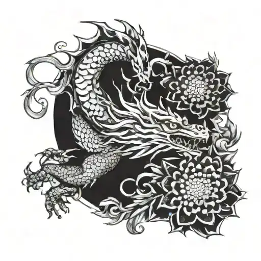 Dragon And Chrysanthemums Flower