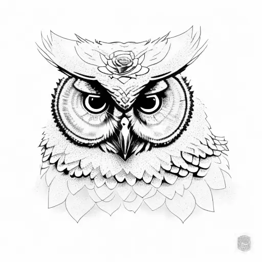 Angry Owl With Black Roses