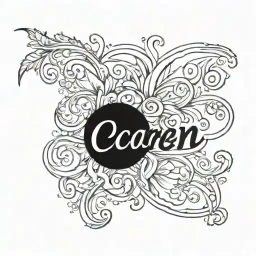 The Name Ocaren In Cursive With A Blank Background