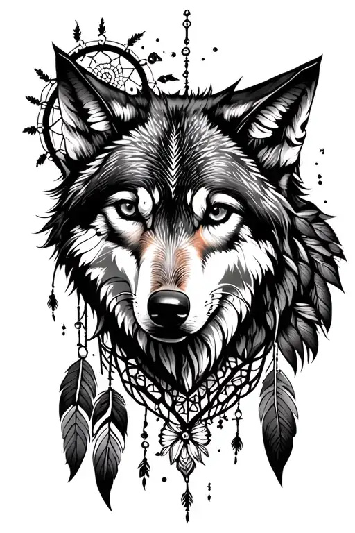Wolf And Dreamcatcher