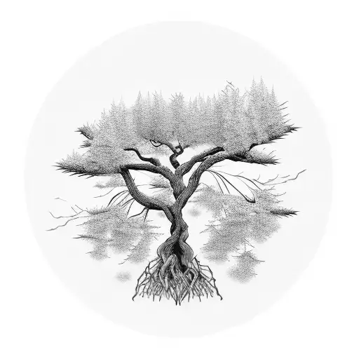 Half Willow Tree Half Pine Tree