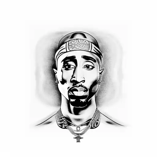 A Tattoo Of A Vintage Car With Tupac's Face As The Driver