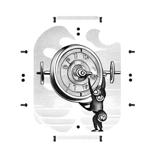 A Weightlifting Barbell With Clock Hands As The Plates