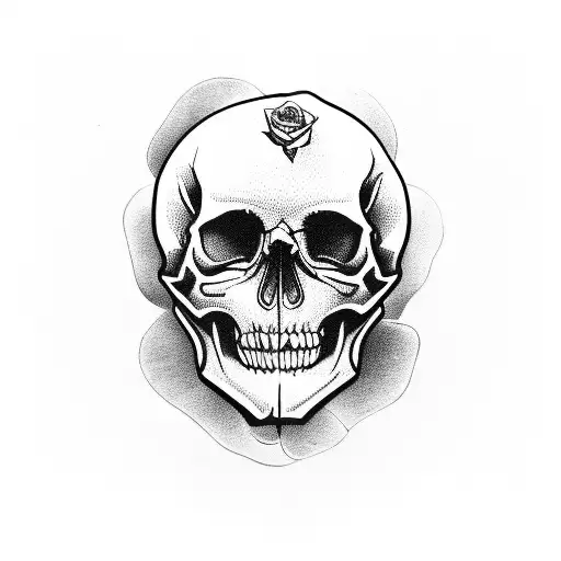 A Skull With A Pocket Watch And Roses