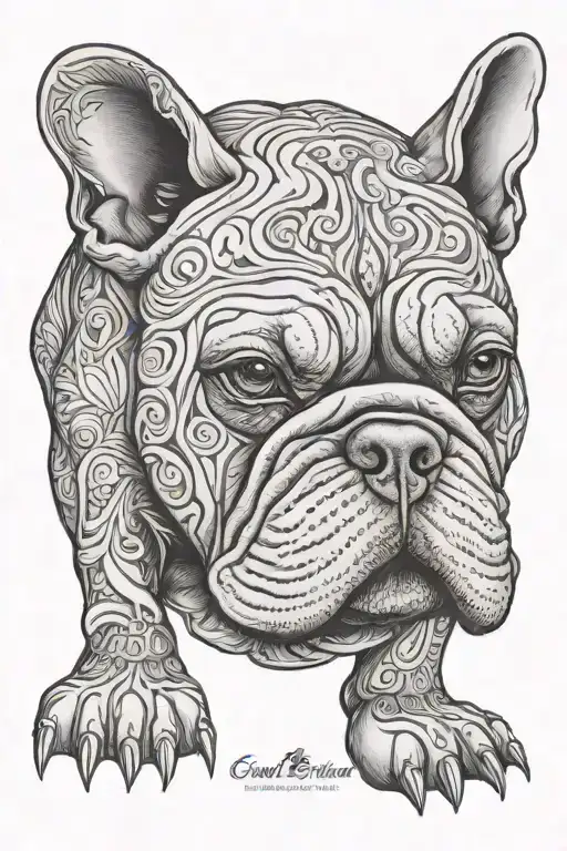 Bull Dog Leg Tattoo Design