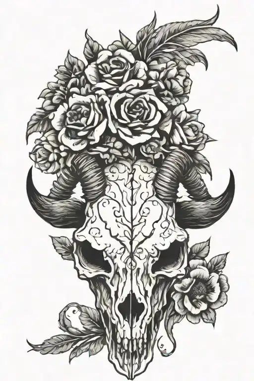 Goat Skull Flowers