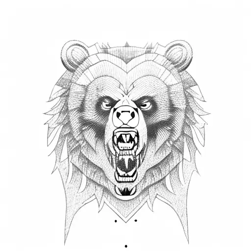 Fierce Bear Roaring In Anger